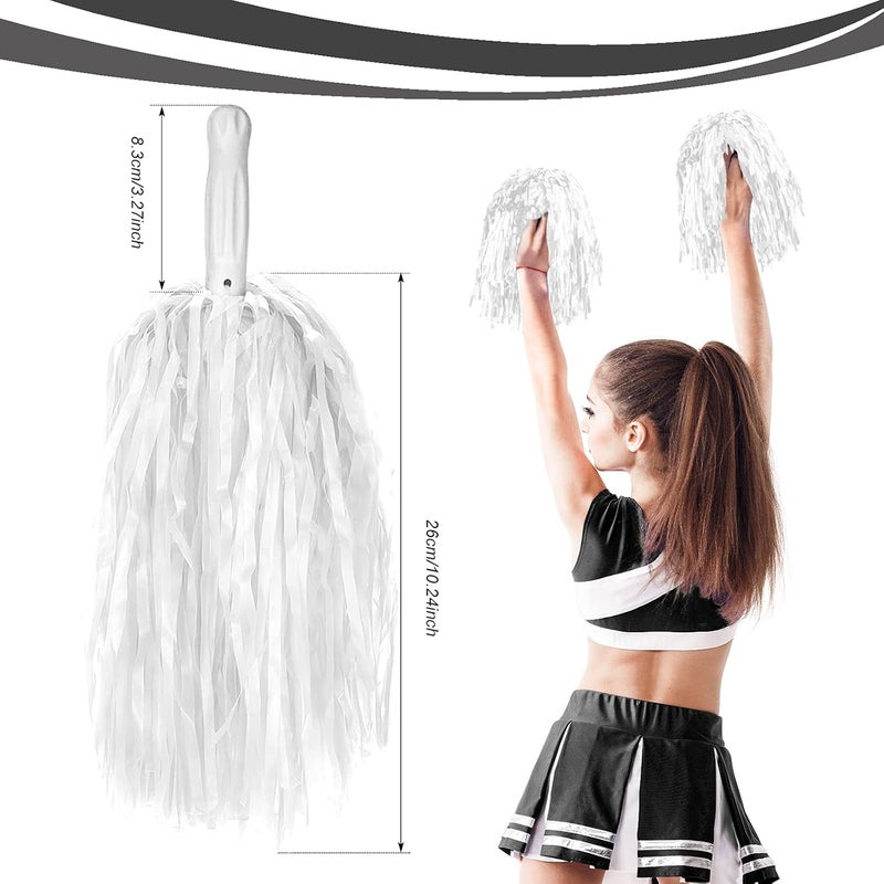 DILIBRA 24 Pcs Metallic Cheerleading Pom Poms for Kids, Cheerleaders Cheer Pom Poms with Baton Handle, Cheering Squad Hand Flower for Adults Team Spirit Sports Game Dancing Party - Image 2